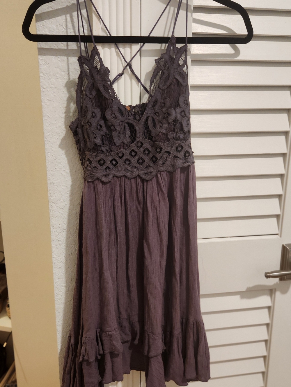 Free People Dusty Purple Lace-Detail Mini Dress